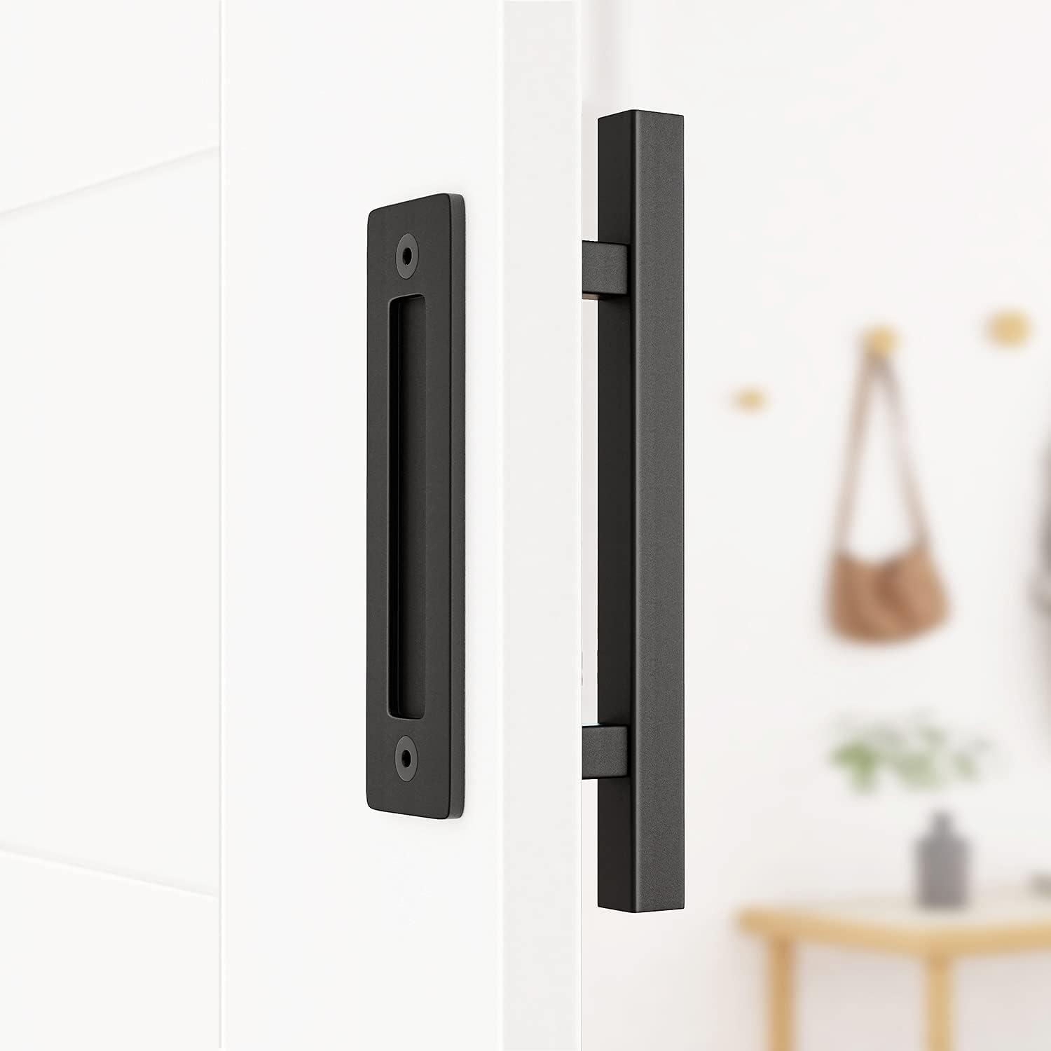 Matte Black 12" Sliding Barn Door Handle Set