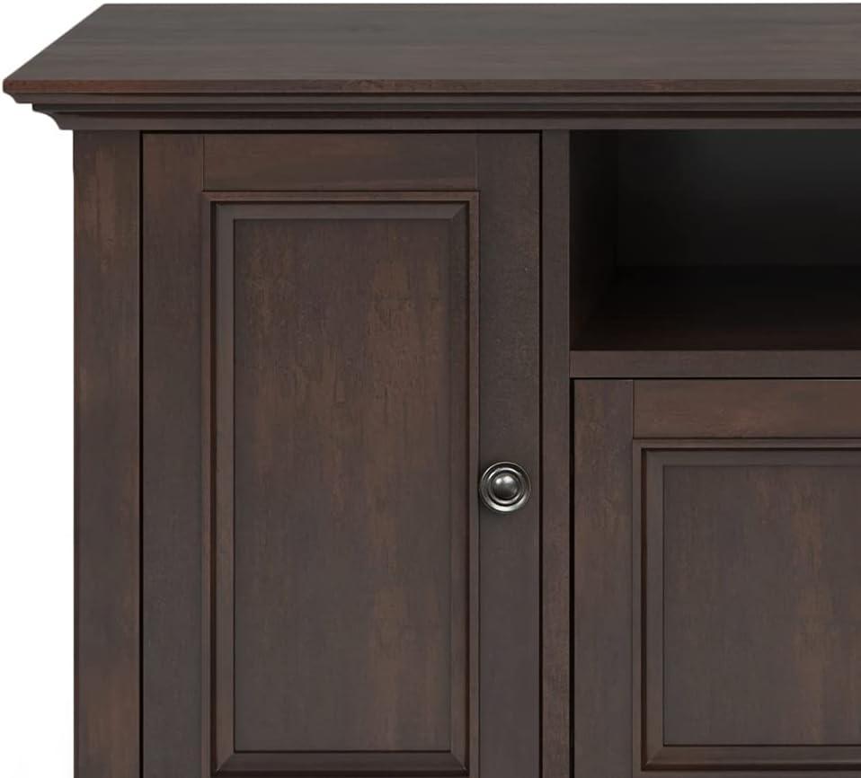 Simpli Home Amherst Solid Wood 72 inch Wide Transitional TV Media Stand in Brunette Brown For TVs up to 80 inches