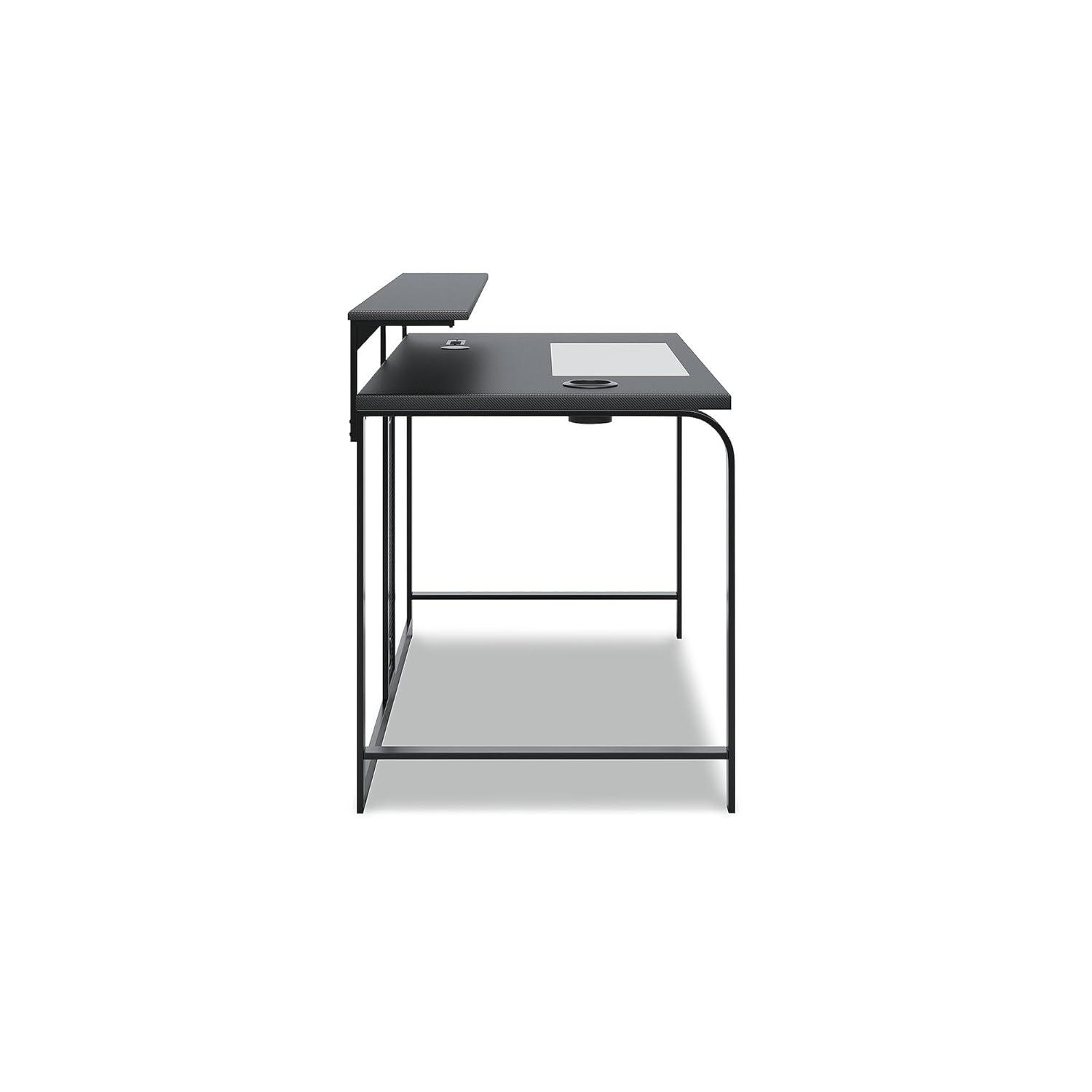 Lynxtyn 49.5" Black Contemporary Desk with USB and Cup Holder