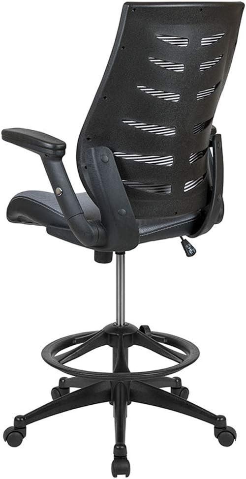 High Back Mesh Spine-Back Ergonomic Drafting Chair with Adjustable Foot Ring