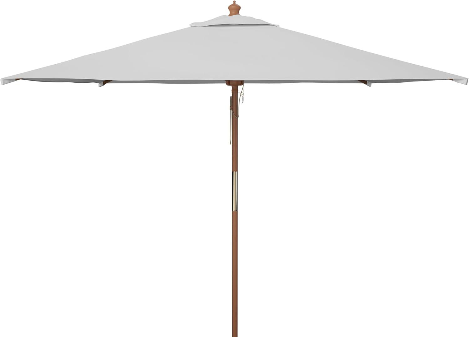 Velop 7.5 Ft Square Wooden Pulley Market Umbrella - PAT8409 - Ivory - Safavieh