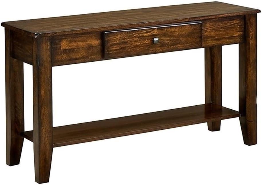 Intercon Furniture Kona 49x18" Transitional Wood Sofa Table with Shelf in Brown