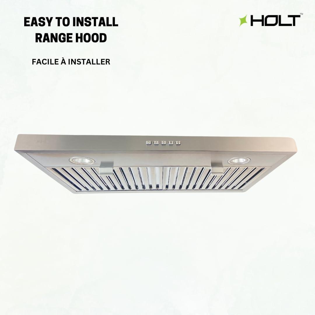 HOLT Stainless Steel 450 CFM Ducted (Vented) Under Cabinet Range Hood with Baffle Filter