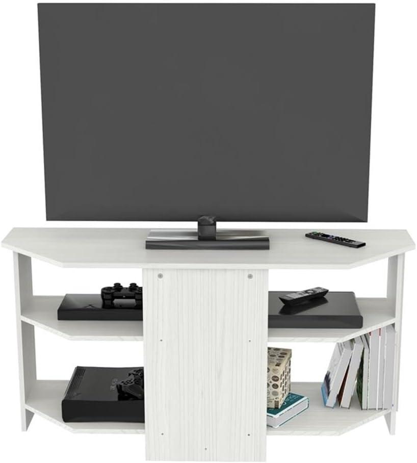 Inval 4-Shelf Corner TV Stand for TVs up to 60”, Washed Oak