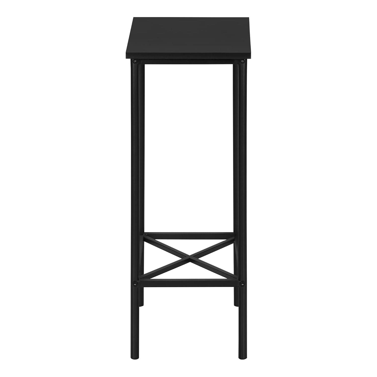 Monarch Specialties Accent Table Side End Narrow Small 2 Tier Living Room Bedroom Metal Laminate Black Contemporary Modern