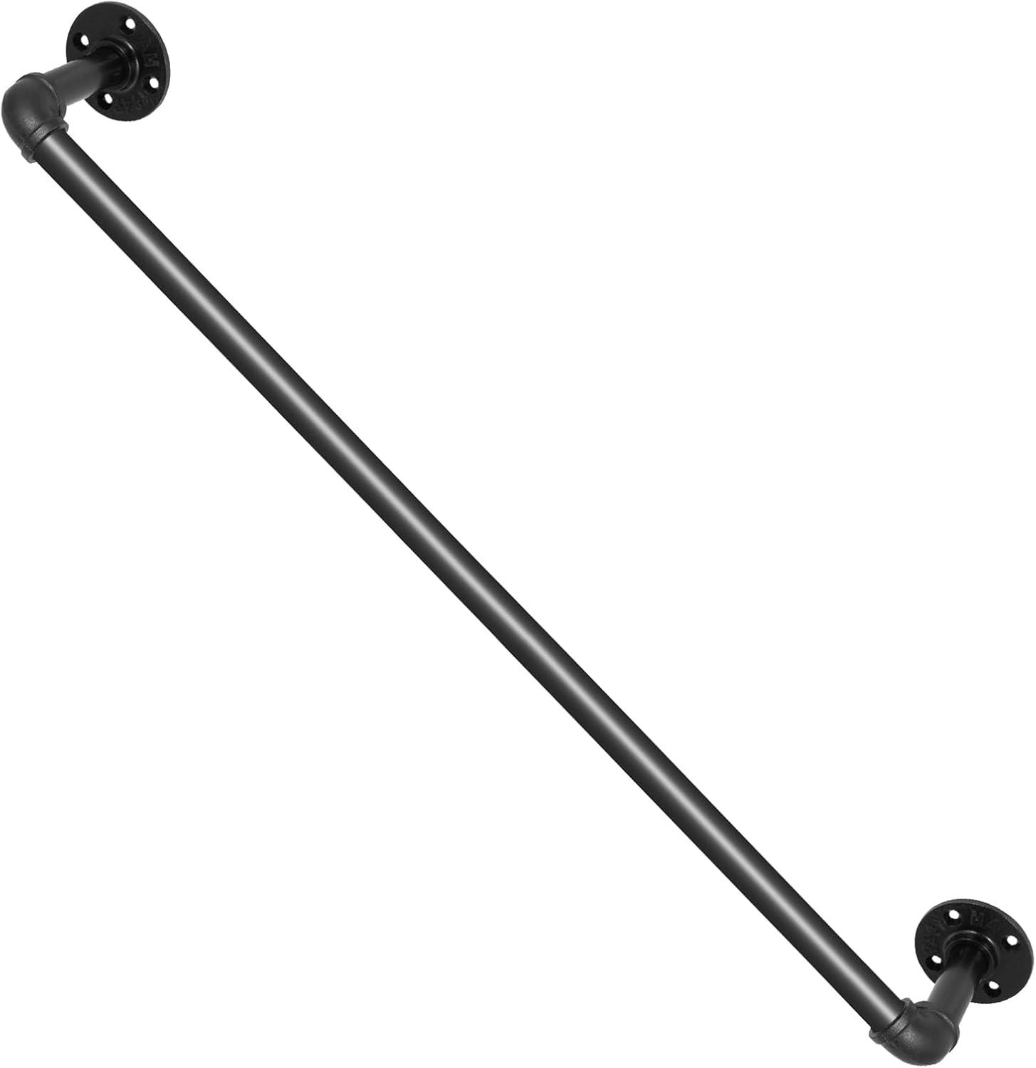 Black PVC and Stainless Steel Stair Handrail, 39.37 in