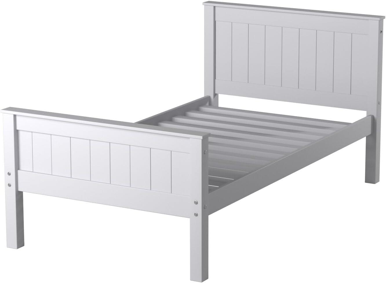 Alaterre Furniture Harmony Twin Bed, Sturdy Build for Youth Bedroom, Brazilian Pine, Headboard, Footboard, Side Rails, Slats, Dove Gray
