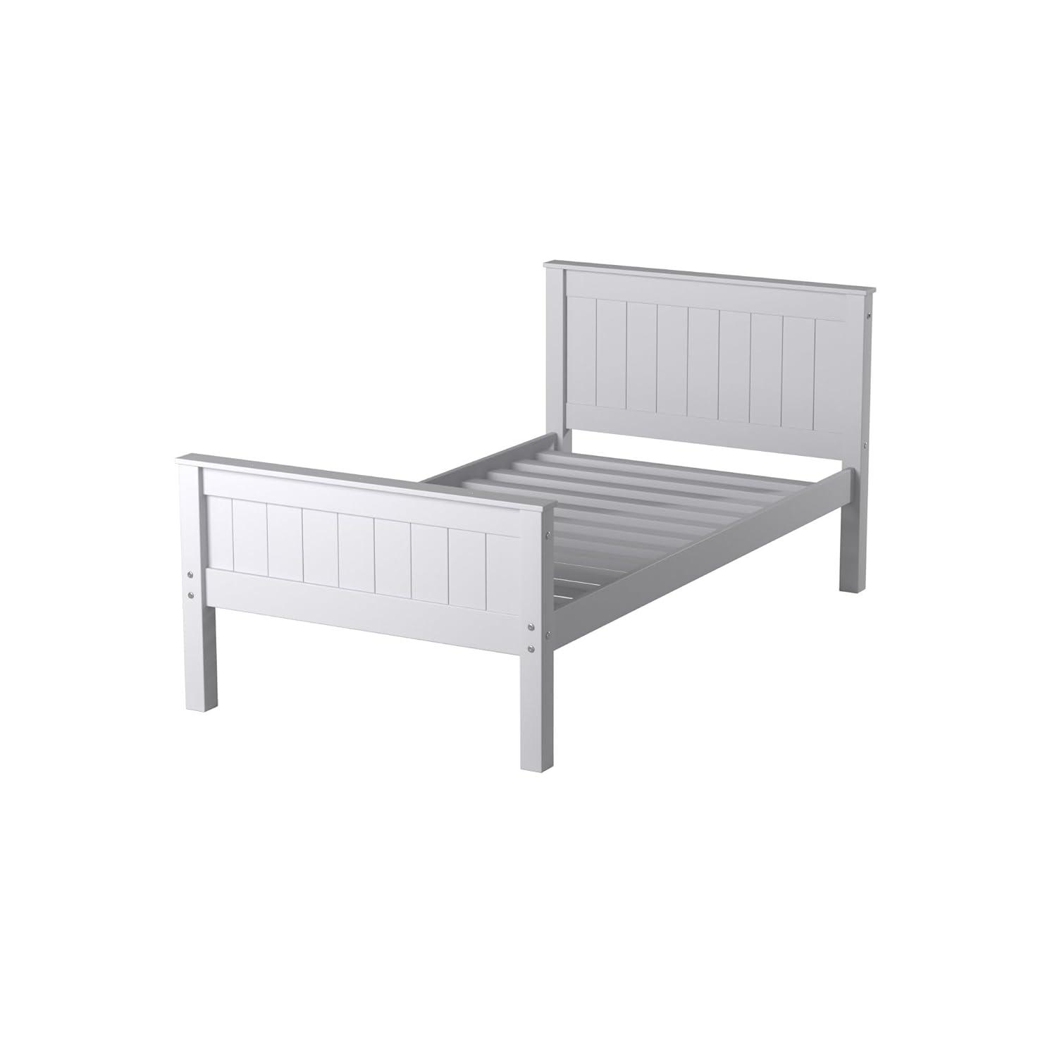 Alaterre Furniture Harmony Twin Bed, Sturdy Build for Youth Bedroom, Brazilian Pine, Headboard, Footboard, Side Rails, Slats, Dove Gray
