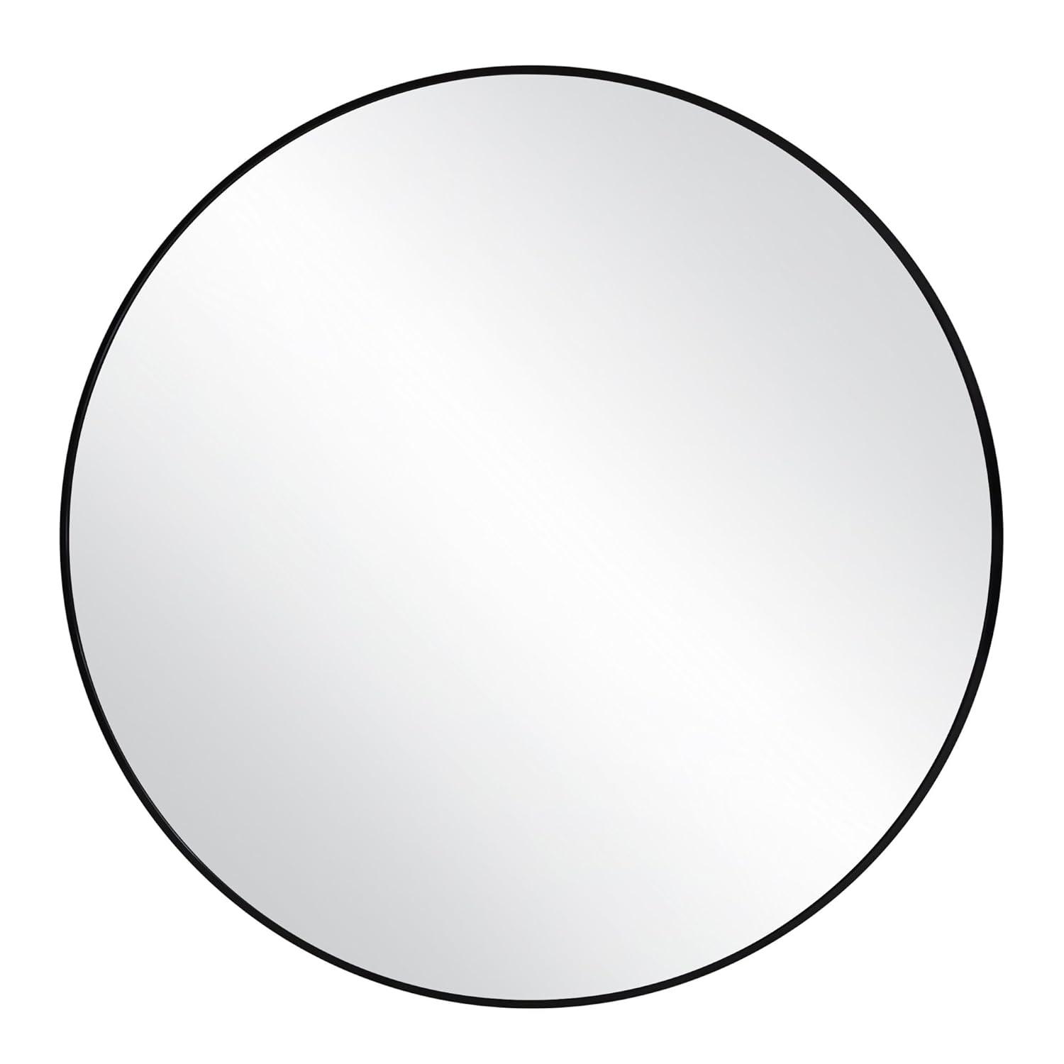 23.5 in. W x 23.5 in. H Metal Framed Flushmount Round Decorative Accent Bathroom Vanity Mirror with Black Frame