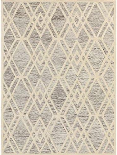 SAFAVIEH Cambridge Rordan Faded Geometric Wool Area Rug, Light Brown/Ivory, 8' x 10'