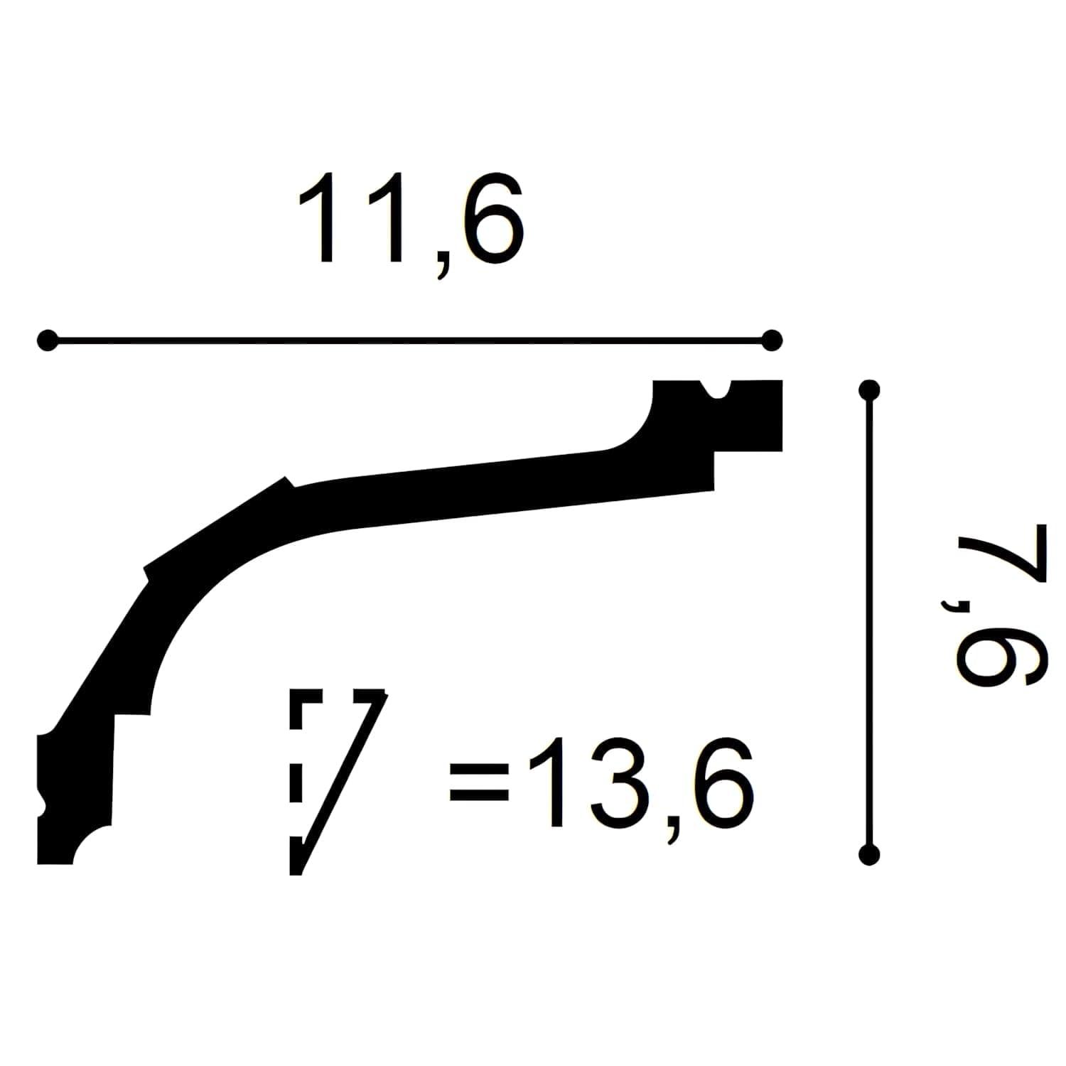 High Density Polyurethane, Primed White 3" H x 78 3/4" W x 4 5/8" D Crown