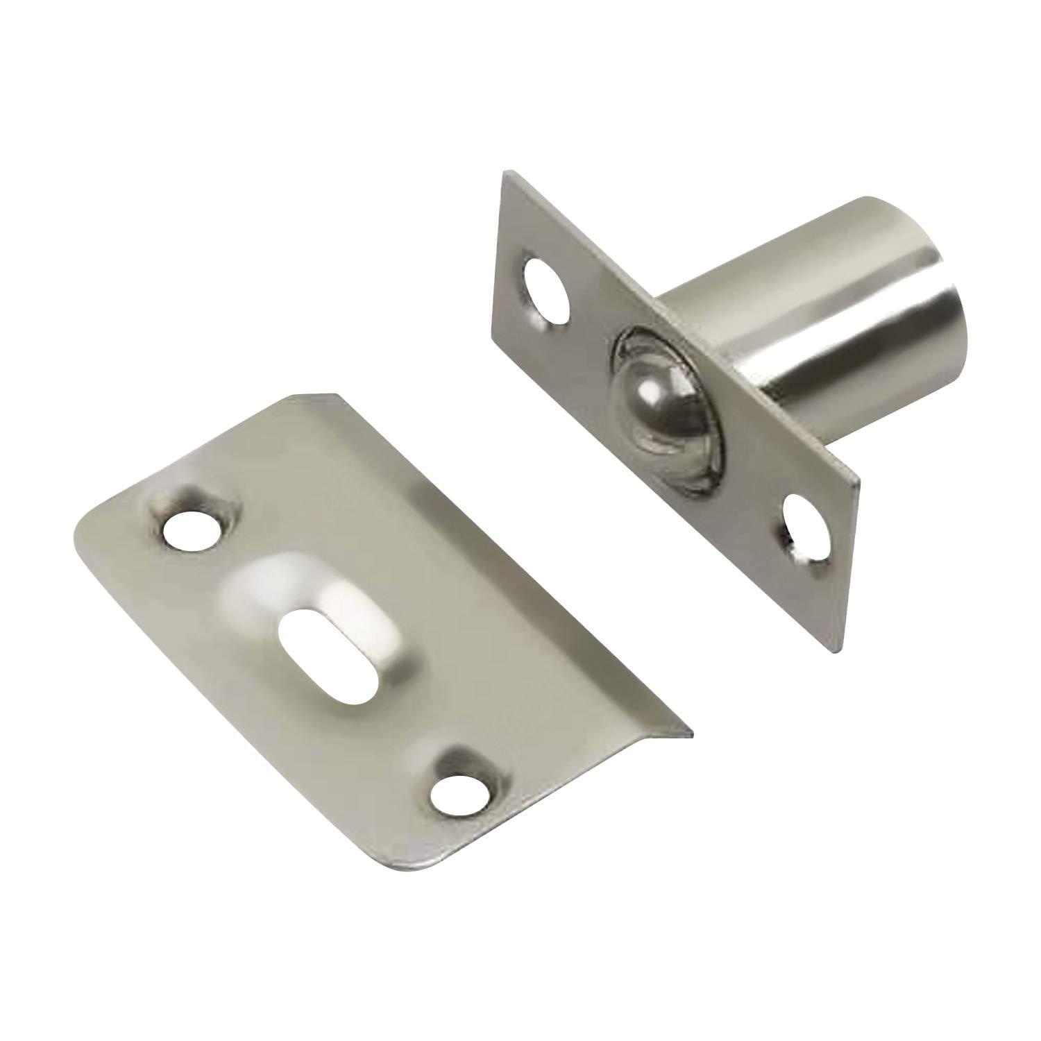 2 Pack Rok Hardware Brushed Nickel Adjustable Large Closet Cabinet Ball Catch Latch with Radius Corners and Strike, ROKBCBN