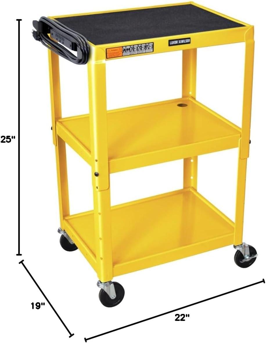 Luxor 18" x 24" Adjustable Height Metal Utility Cart - Yellow