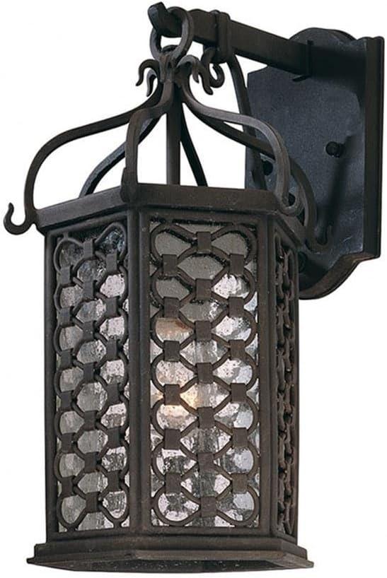 Old Iron Black Outdoor Wall Sconce with Clear Seeded Glass