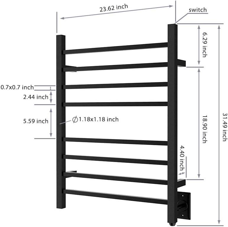 Towel Warmer, Heated Towel Warmer Rack, Wall-Mounted Hardwired/Plug-in Electric Towel Warmers for Bathroom, Hot Towel Rails - Matte Black