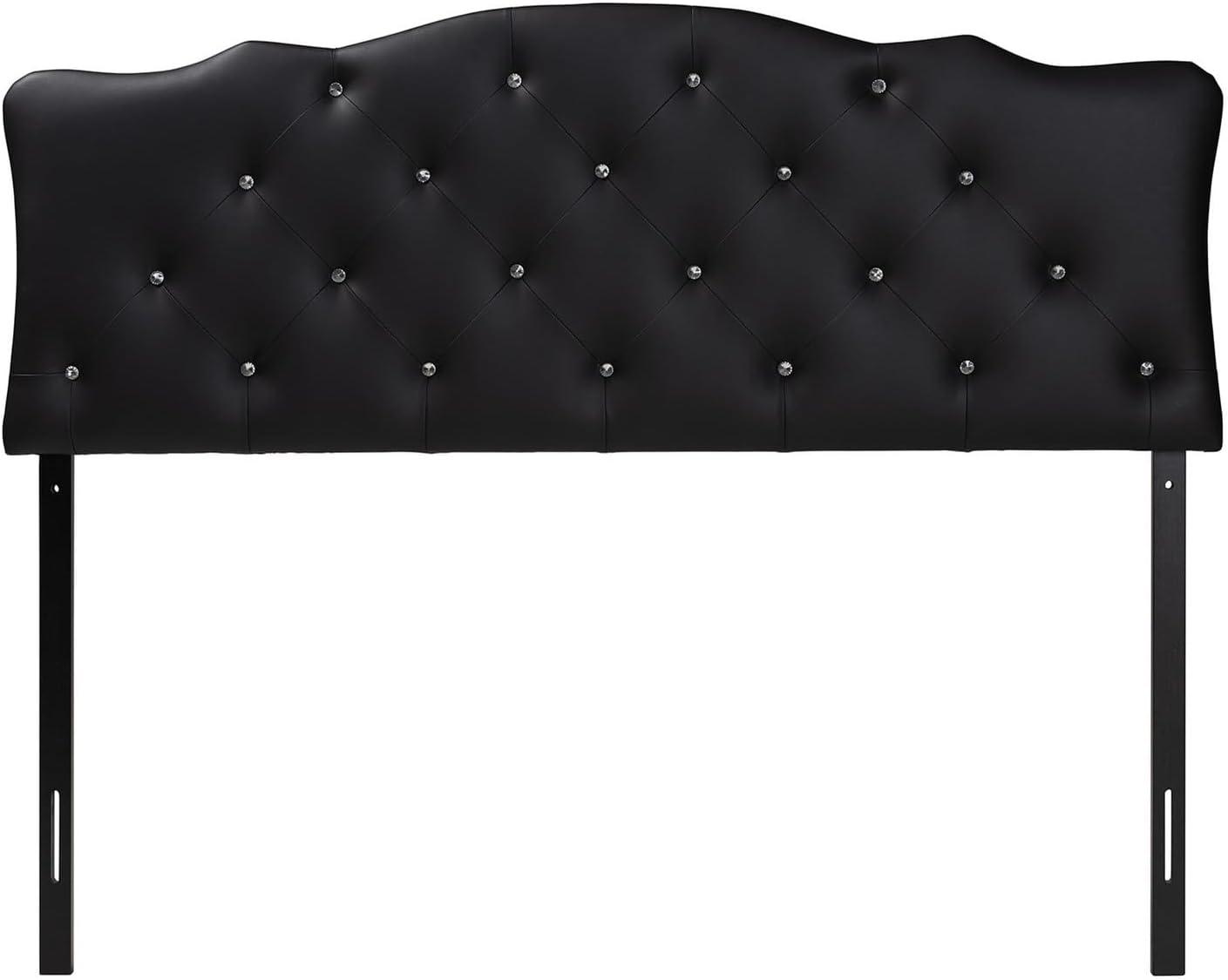Full Rita Modern Fabric Upholstered Scalloped Headboard - Baxton Studio: Contemporary Design, Adjustable