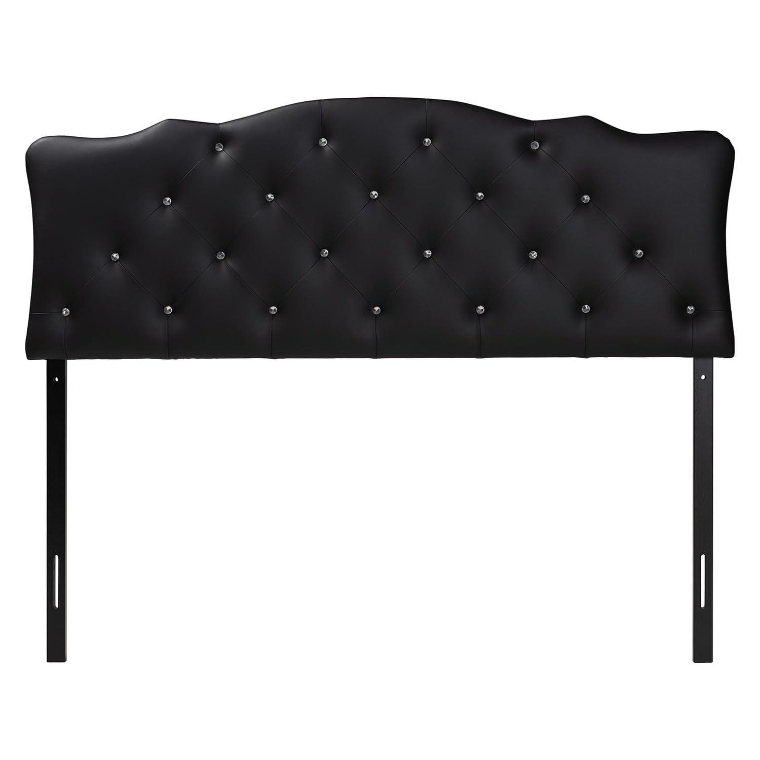 Full Rita Modern Fabric Upholstered Scalloped Headboard - Baxton Studio: Contemporary Design, Adjustable