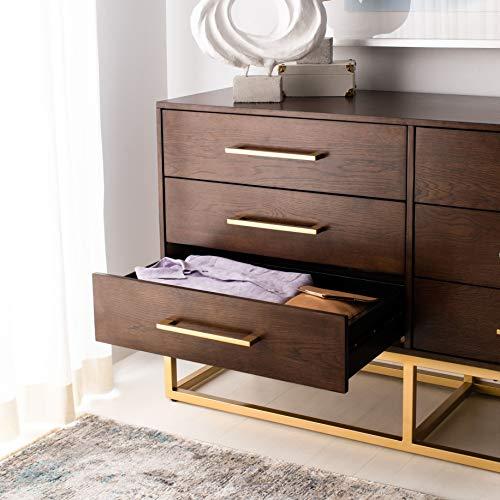 Estelle Transitional Walnut Dresser with Brass Accents 56"