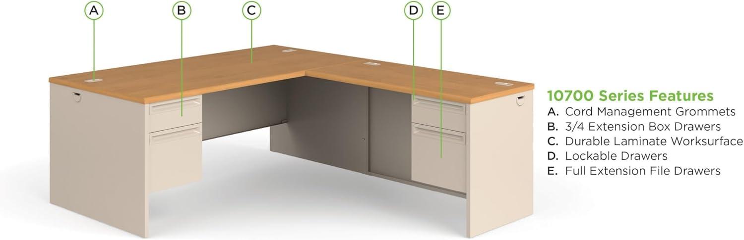 Harvest and Putty Steel and Laminate Desk with Lock