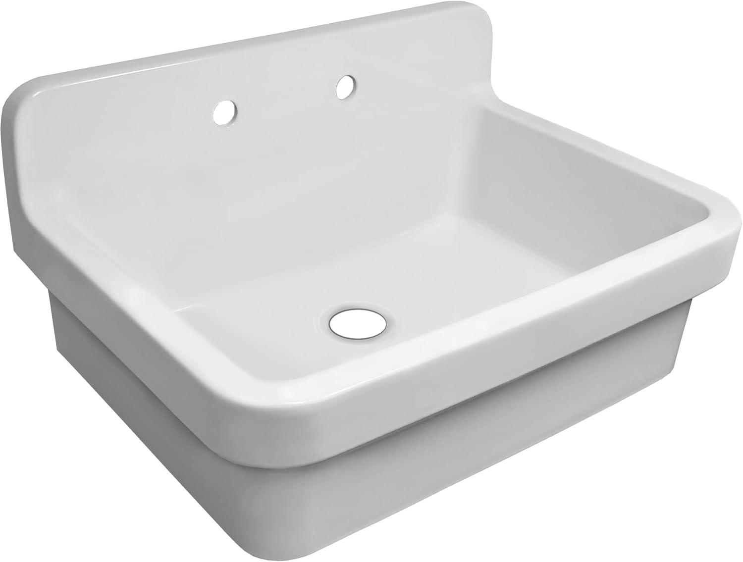 Whitehaus Collection 30" Front Apron Fireclay Kitchen Sink with High Back Splash & Faucet Drilling