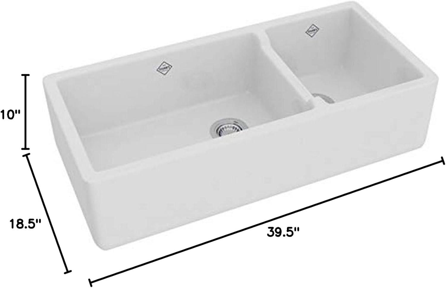 Lancaster 40" Double Bowl Farmhouse Apron Front Fireclay Kitchen Sink