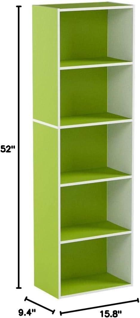 Furinno 5 Cube Reversible Storage Bookcase Open Shelf Organzier Horizontal Vertical,Green