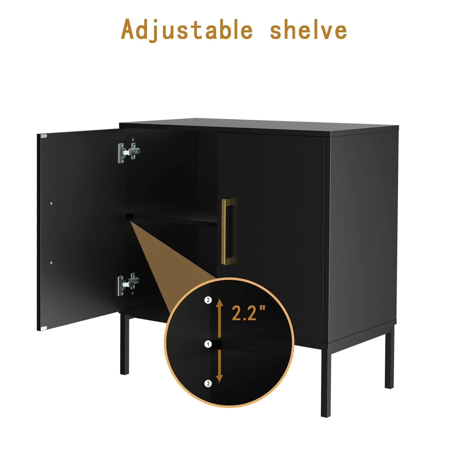 George Oliver Jonquavious Black Accent Cabinet, Freestanding Storage Cabinet, Modern Sideboard & Reviews | Wayfair