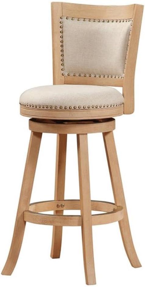 Boraam Wood Melrose Bar Stool in Driftwood Cream Wire-Brush and Ivory Finish