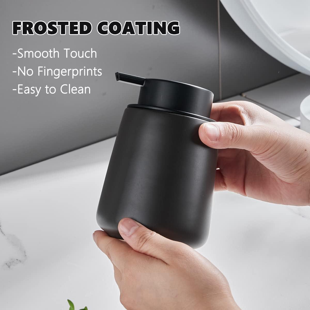 Black Ceramic Cylindrical Soap Dispenser with Easy Pump