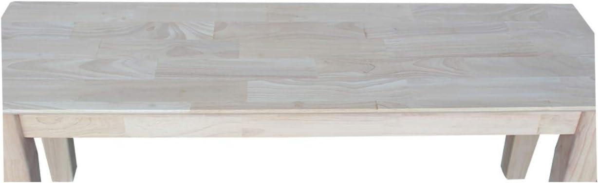 Farmhouse Bench - Unfinished - International Concepts: Hardwood Rectangular Seat for Dining & Bedroom, Seats 2