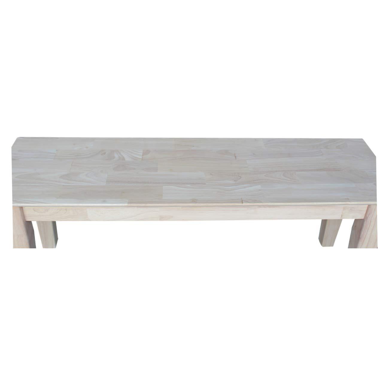Farmhouse Bench - Unfinished - International Concepts: Hardwood Rectangular Seat for Dining & Bedroom, Seats 2