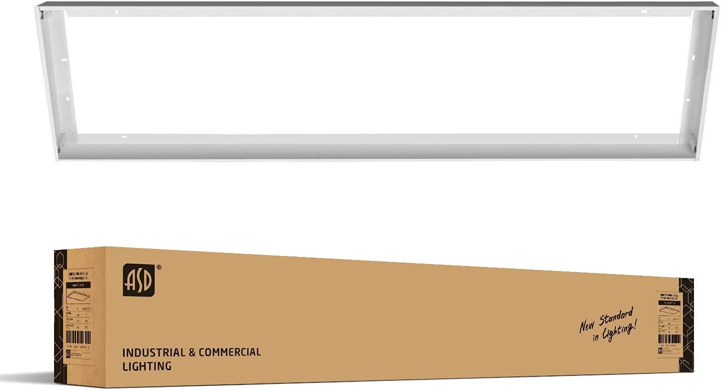 ASD 1x4 Surface Mount Frame for LED Flat Panel Light - Aluminum Surface Mounting Bracket Kit for Drop Ceiling - Low Profile Back-Lit Panels Mount Kit, White