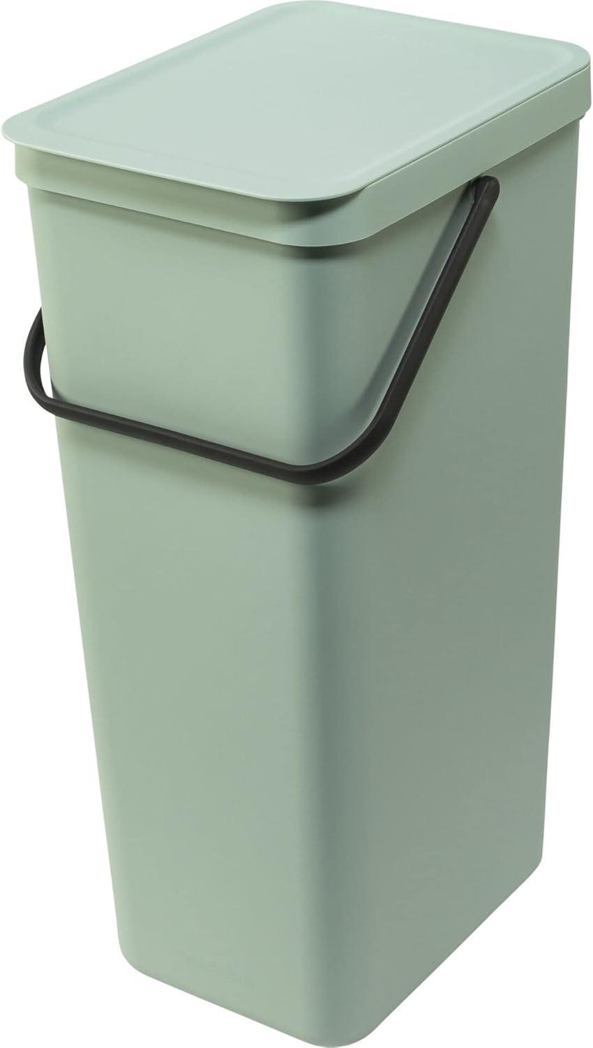 Jade Green Plastic Kitchen Recycling Bin with Removable Lid