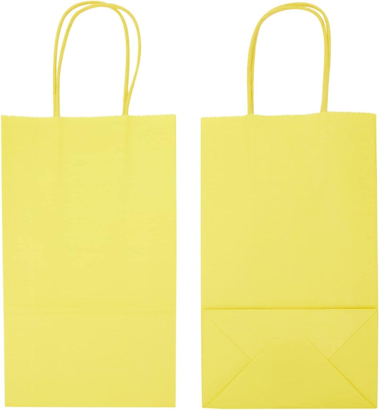 Blue Panda 25 Pack Small Paper Gift Bags with Handles for Party Favors, Bulk Shopping Merchandise Bags, Yellow
