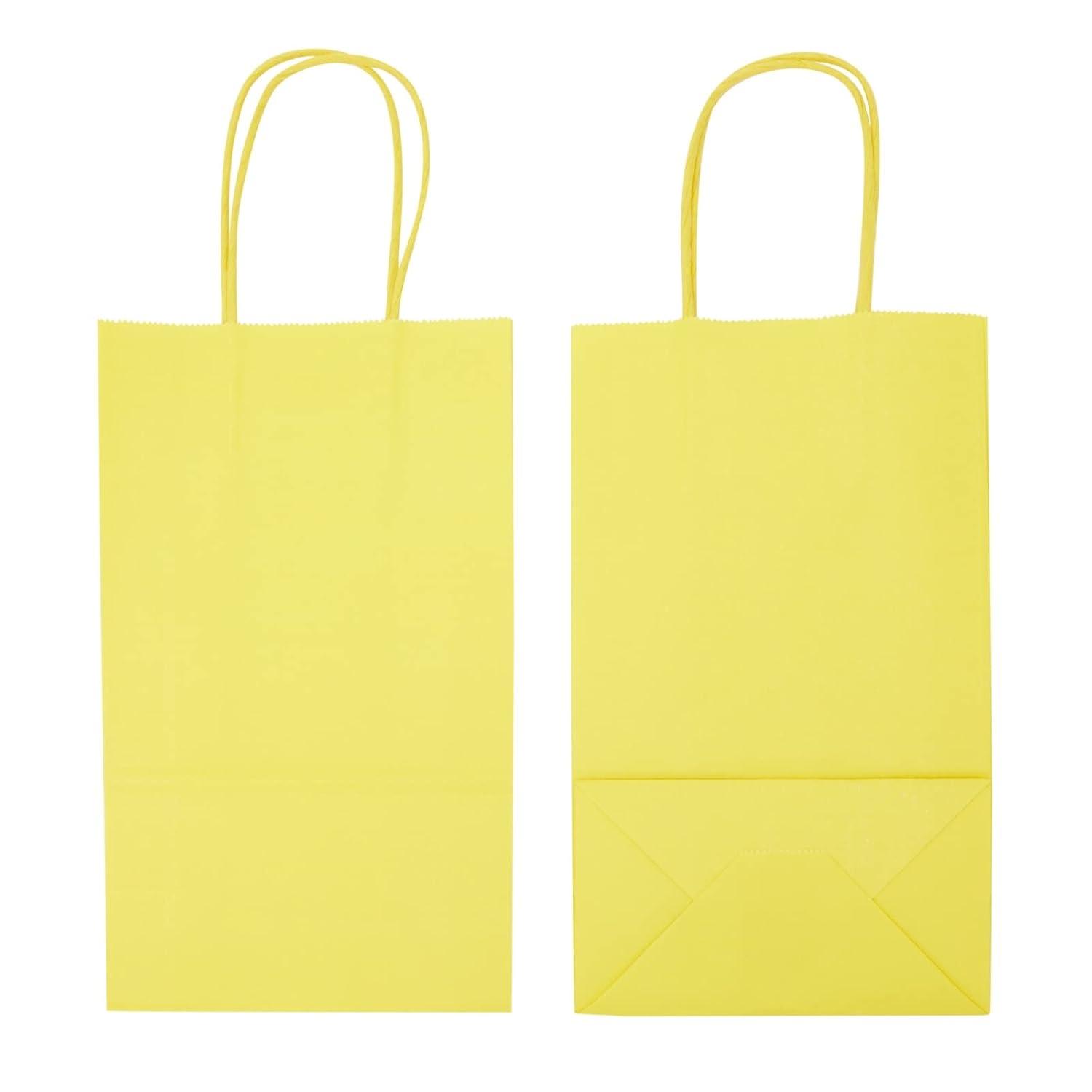 Blue Panda 25 Pack Small Paper Gift Bags with Handles for Party Favors, Bulk Shopping Merchandise Bags, Yellow