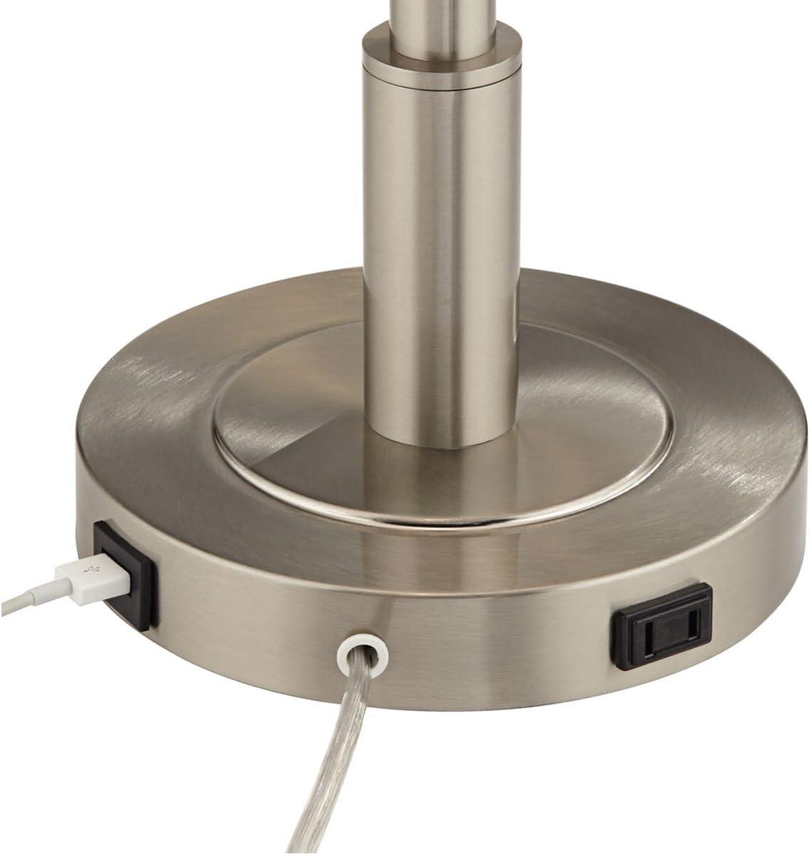 Pacific Coast Lighting 32" Tall Large Modern End Table Lamp with Side Reading Light Silver Brushed Nickel Finish Metal Single Living Room Bedroom