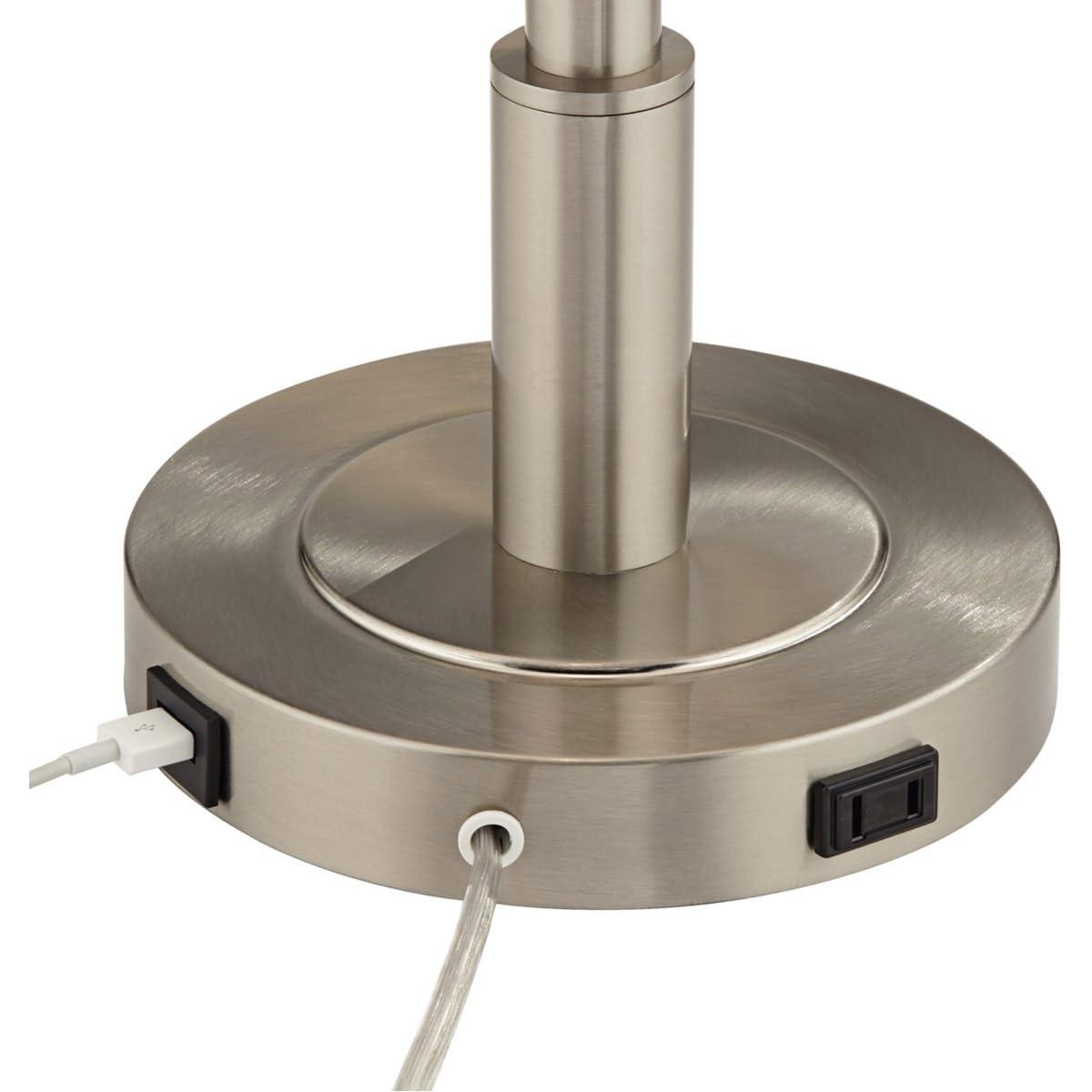 Pacific Coast Lighting 32" Tall Large Modern End Table Lamp with Side Reading Light Silver Brushed Nickel Finish Metal Single Living Room Bedroom