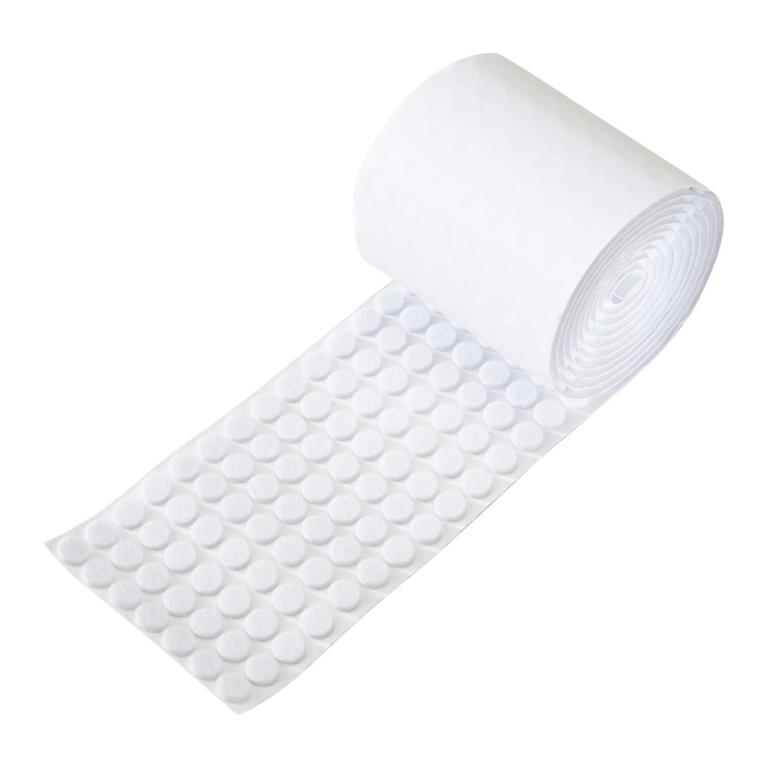 White Round Self-Adhesive Felt Pad Bumpers, 3/8" Diameter, 1/8" Height, Pack of 168