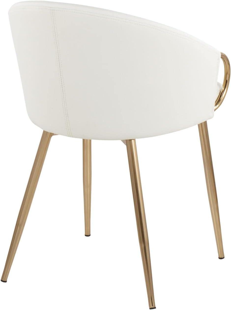 LumiSource Gold Metal, White PU Claire Chair