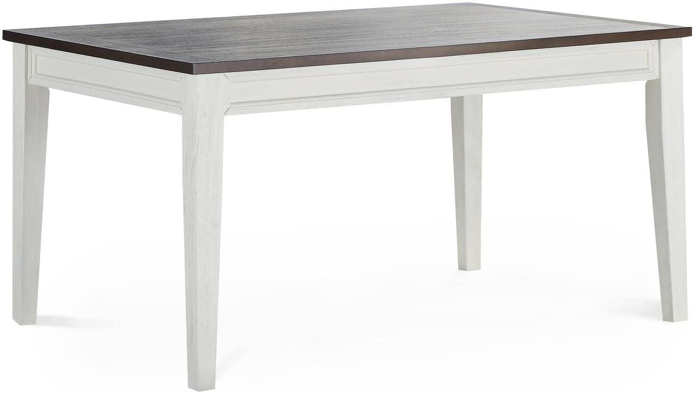 Caylie Two-Tone Ivory and Driftwood Fixed Top Dining Table