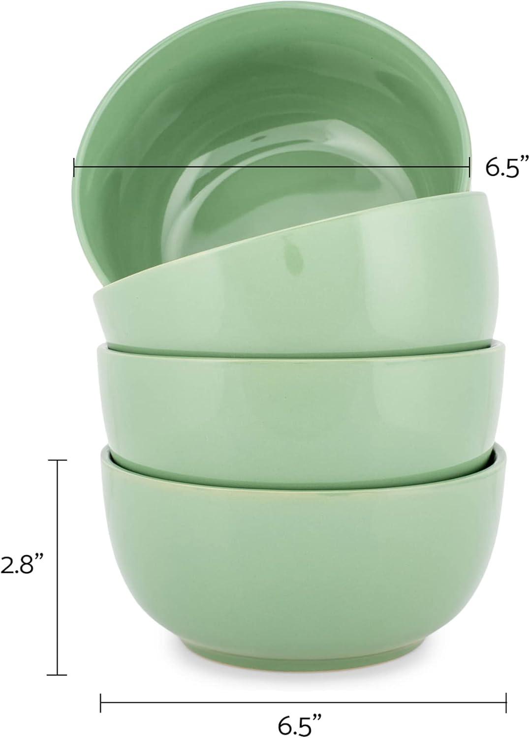 Elanze Designs Bistro Glossy Ceramic 4 inch Dessert Bowls Set of 4, Sage Green