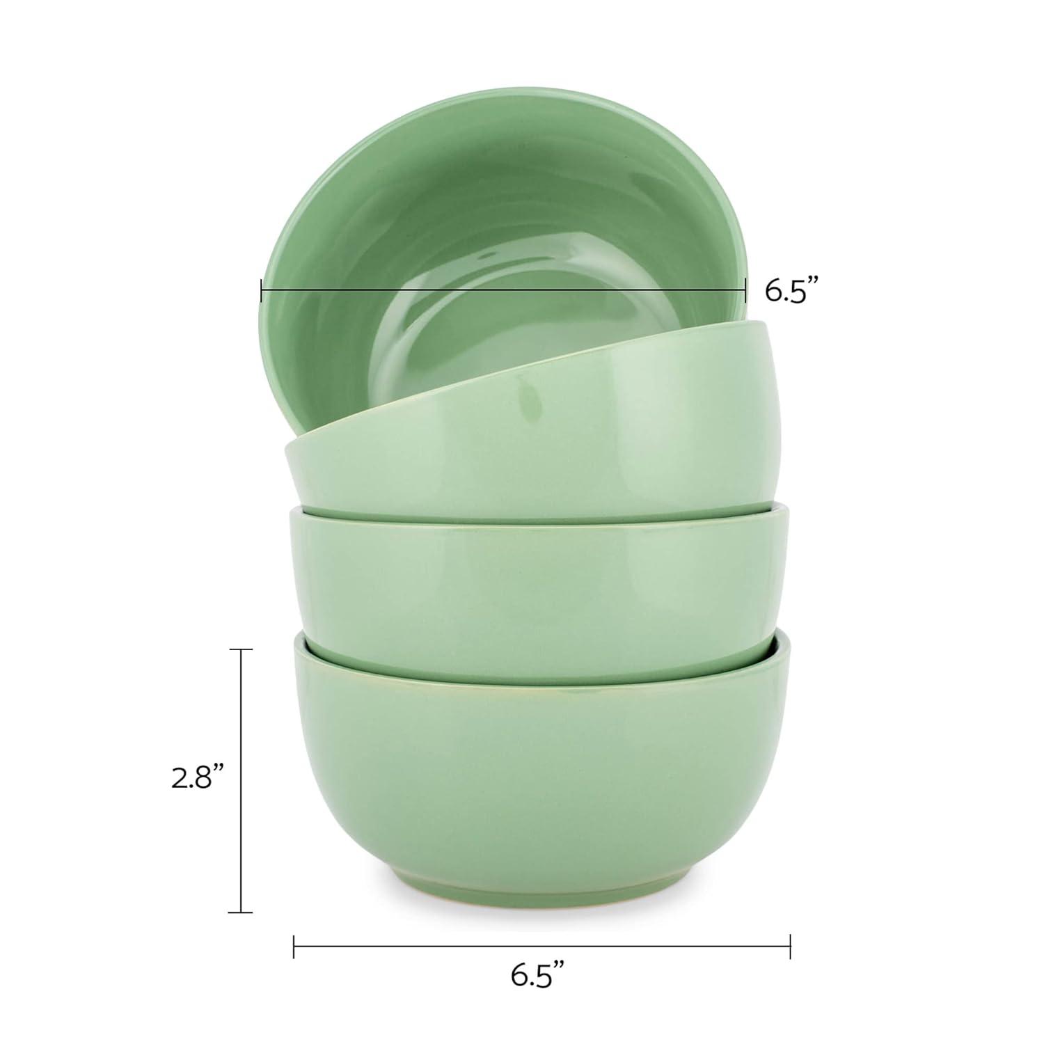 Elanze Designs Bistro Glossy Ceramic 4 inch Dessert Bowls Set of 4, Sage Green