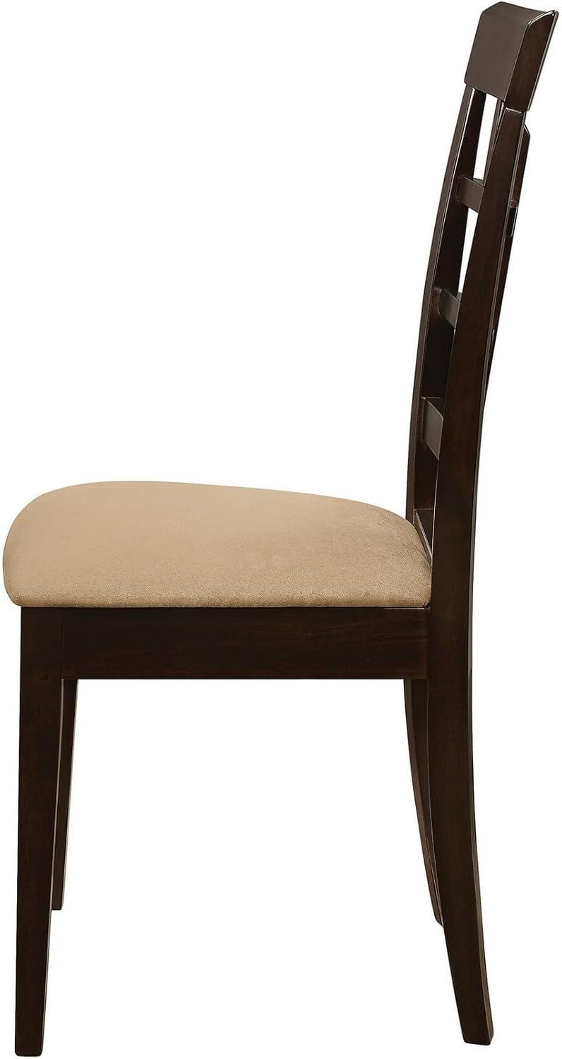 Tan Microfiber Upholstered Lattice Back Side Chair Set