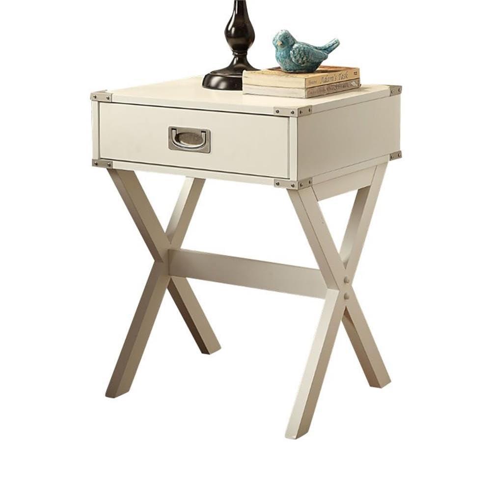 Hassch Rustic Nightstand Wood End Table Side Table with 1 Storage Drawers, White