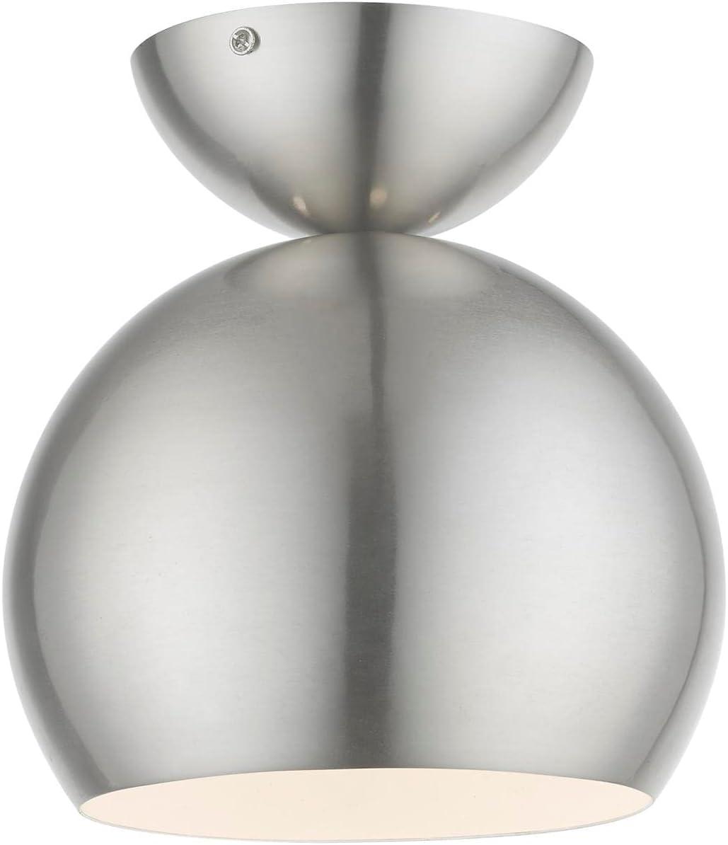 Livex Lighting Stockton 1 - Light Semi-Flush Mount in  Brushed Nickel/Polished Chrome