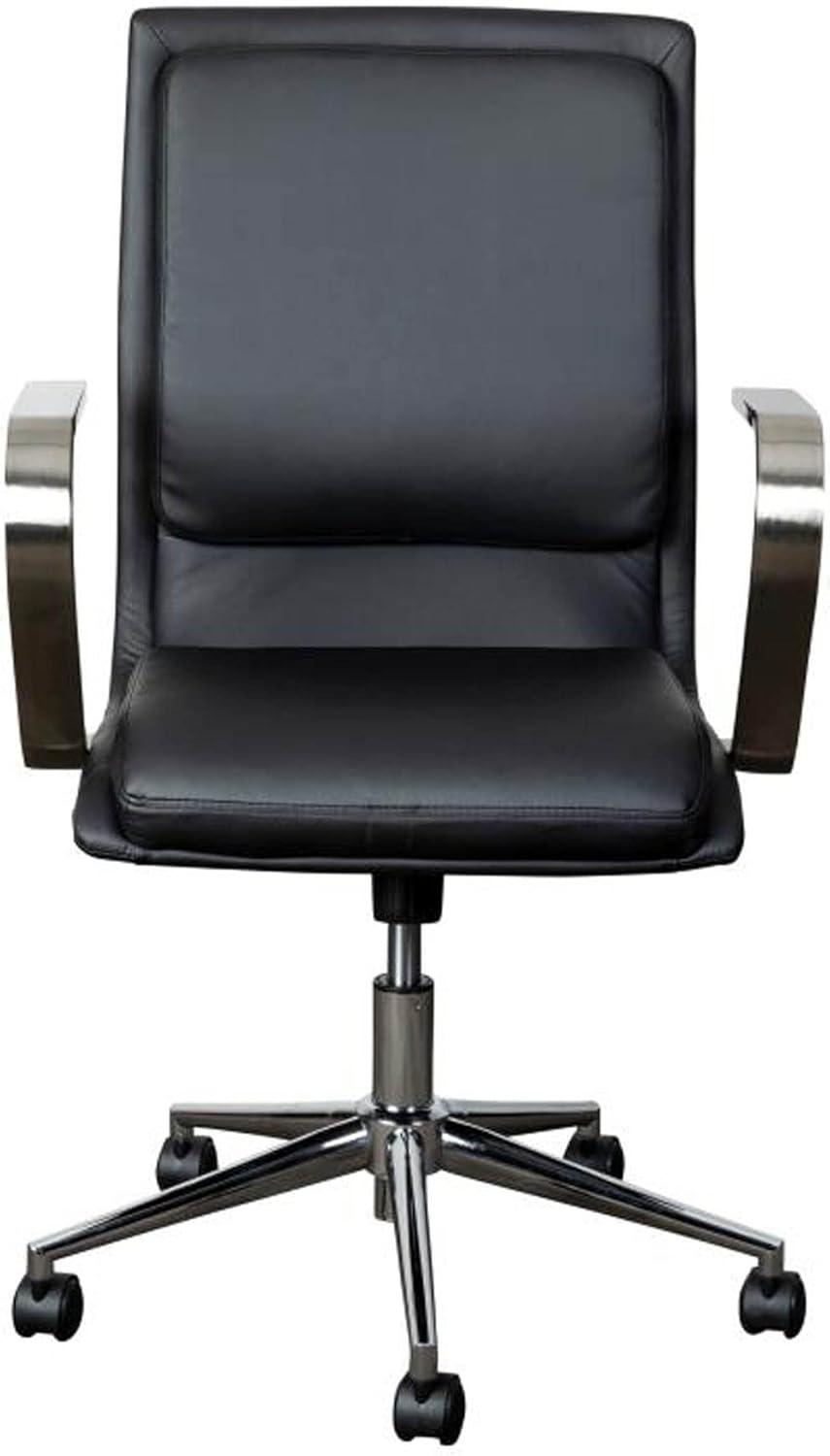 Flash Furniture James Mid-Back Designer Executive Upholstered Office Chair with Brushed Metal Base and Arms