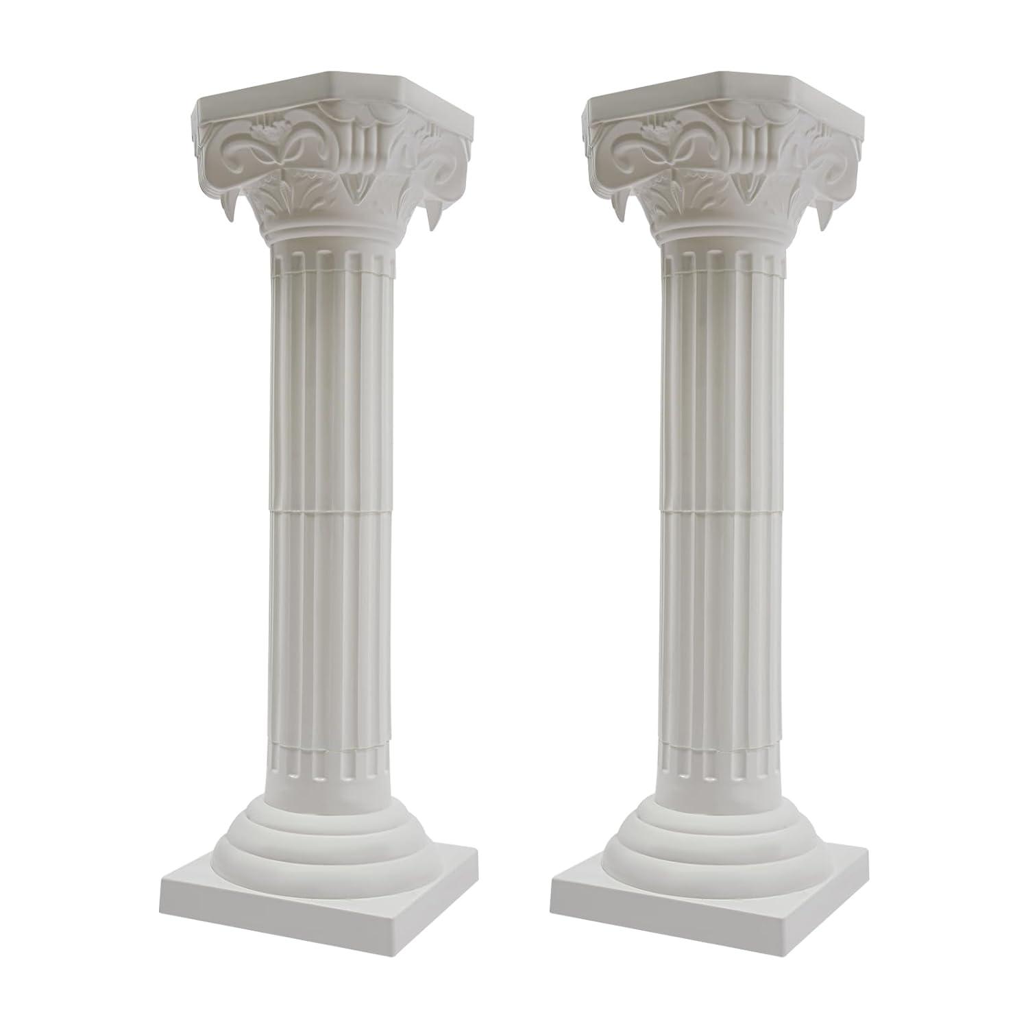 Roman Columns Plastic Wedding Stand Pillar Greek Statue Plant Stand Elegant Event Party Decorative Pedestal Flower Pot Holder Decor (4Pcs, 11.81x35.43 Inch)