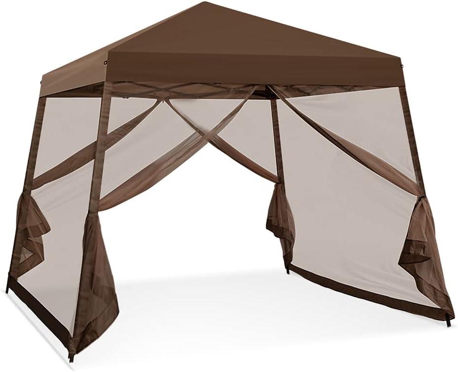 COOS BAY 10 Ft. W X 10 Ft. D Steel Pop Up Slant Leg Patio Gazebo With Netting