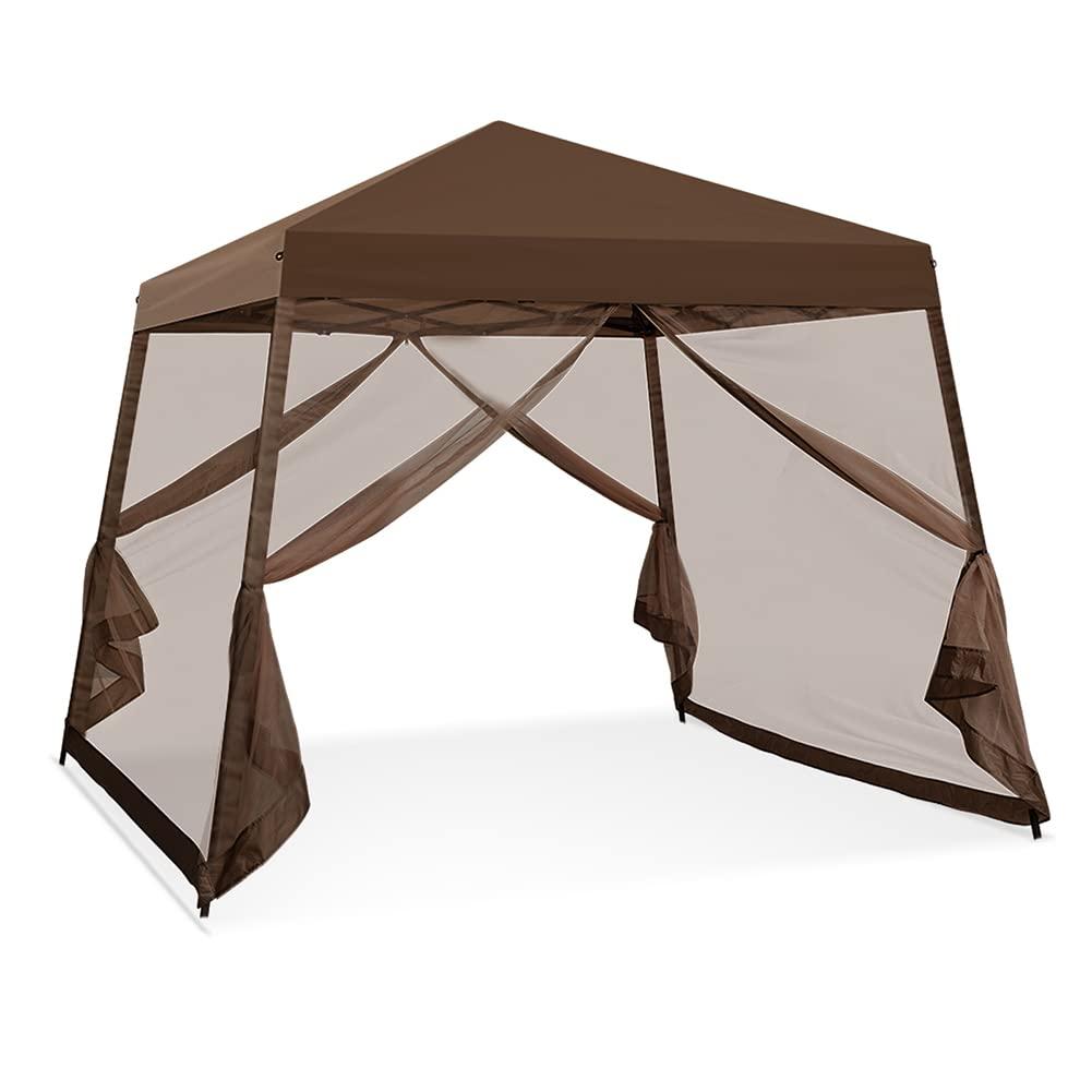 COOS BAY 10 Ft. W X 10 Ft. D Steel Pop Up Slant Leg Patio Gazebo With Netting