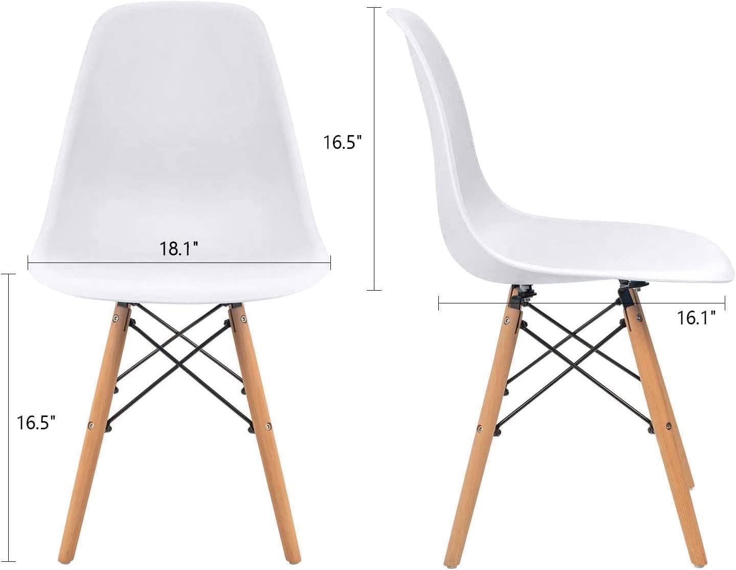 White Plastic and Wood Mid-Century Modern Side Chair Set